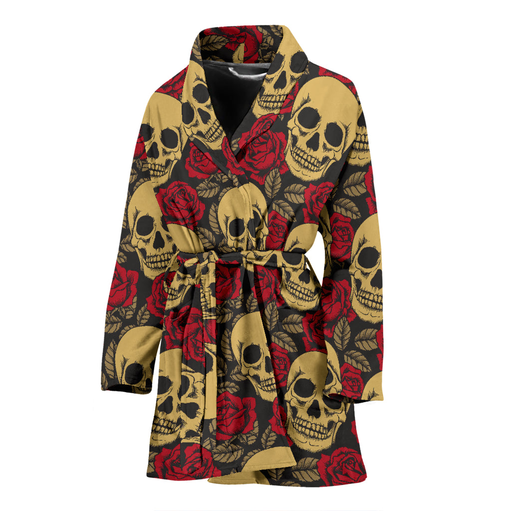 Skull And Roses Print Design LKS302 Women Bathrobe