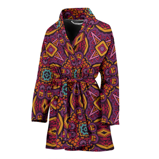 Bohemian Pattern Print Design 10 Women Bathrobe