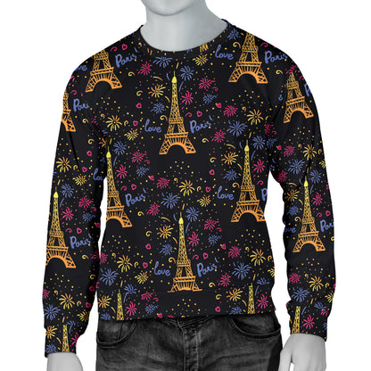 Eiffel Tower Love Paris Print Men Long Sleeve Sweatshirt
