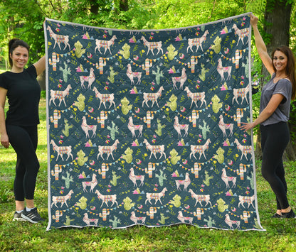 Llama with Cactus Design Print Quilt Bedspread