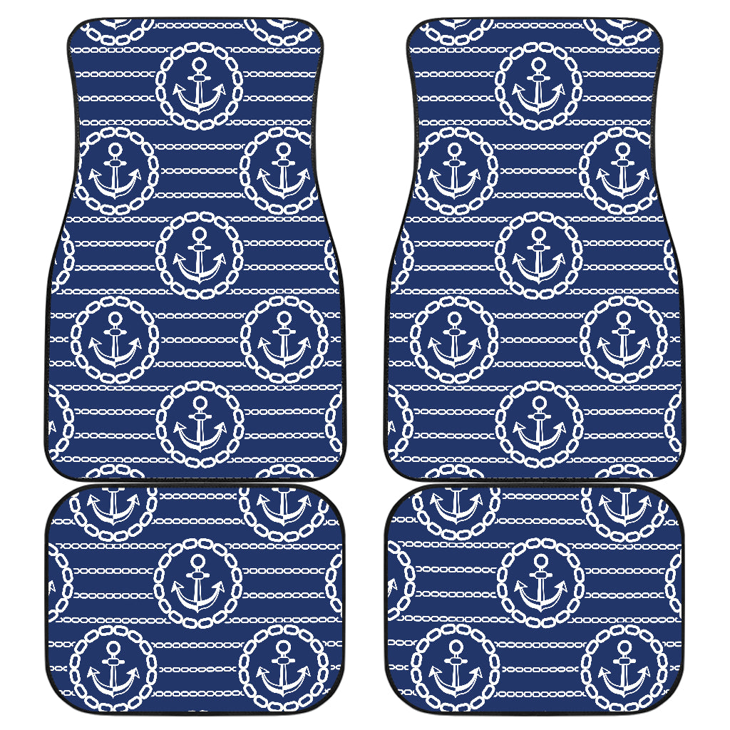 Anchor Stripe Pattern Car Floor Mats Front Back