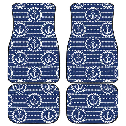 Anchor Stripe Pattern Car Floor Mats Front Back