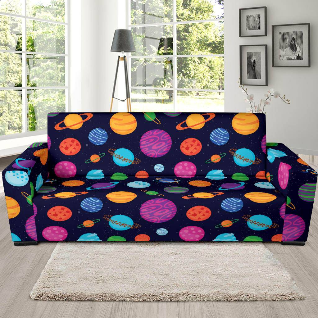 Planet Multicolor Print Design LKS302 Sofa Slipcover