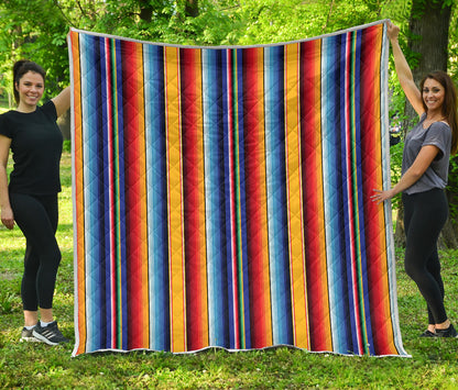 Mexican Blanket Stripe Print Pattern Quilt Bedspread