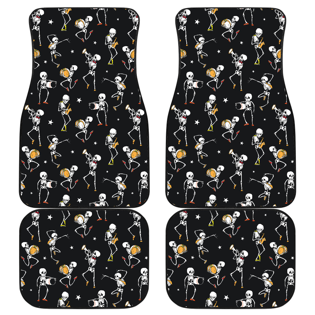 Skeleton Dance Print Car Floor Mats Front Back