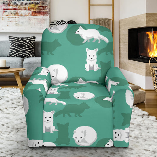 Arctic Fox Pattern Print Design Recliner Slipcover with Pocket