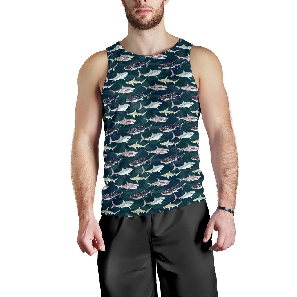 Shark Pattern Print Men Tank Top