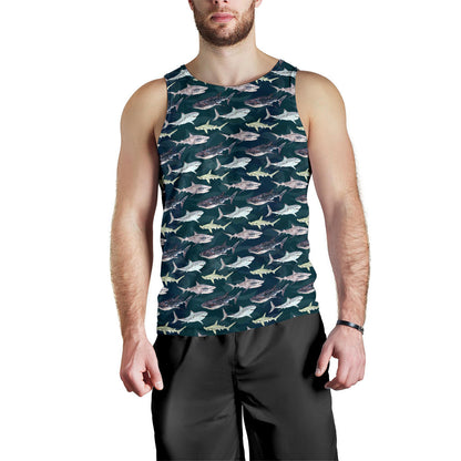 Shark Pattern Print Men Tank Top