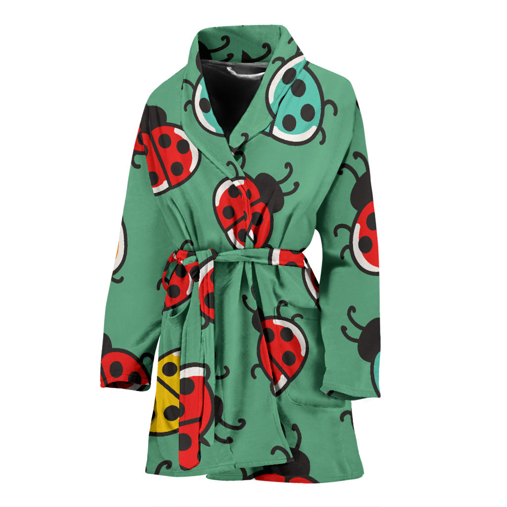 Ladybug Pattern Print Design 02 Women Bathrobe