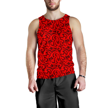 Maori Red Themed Design Print Men Tank Top