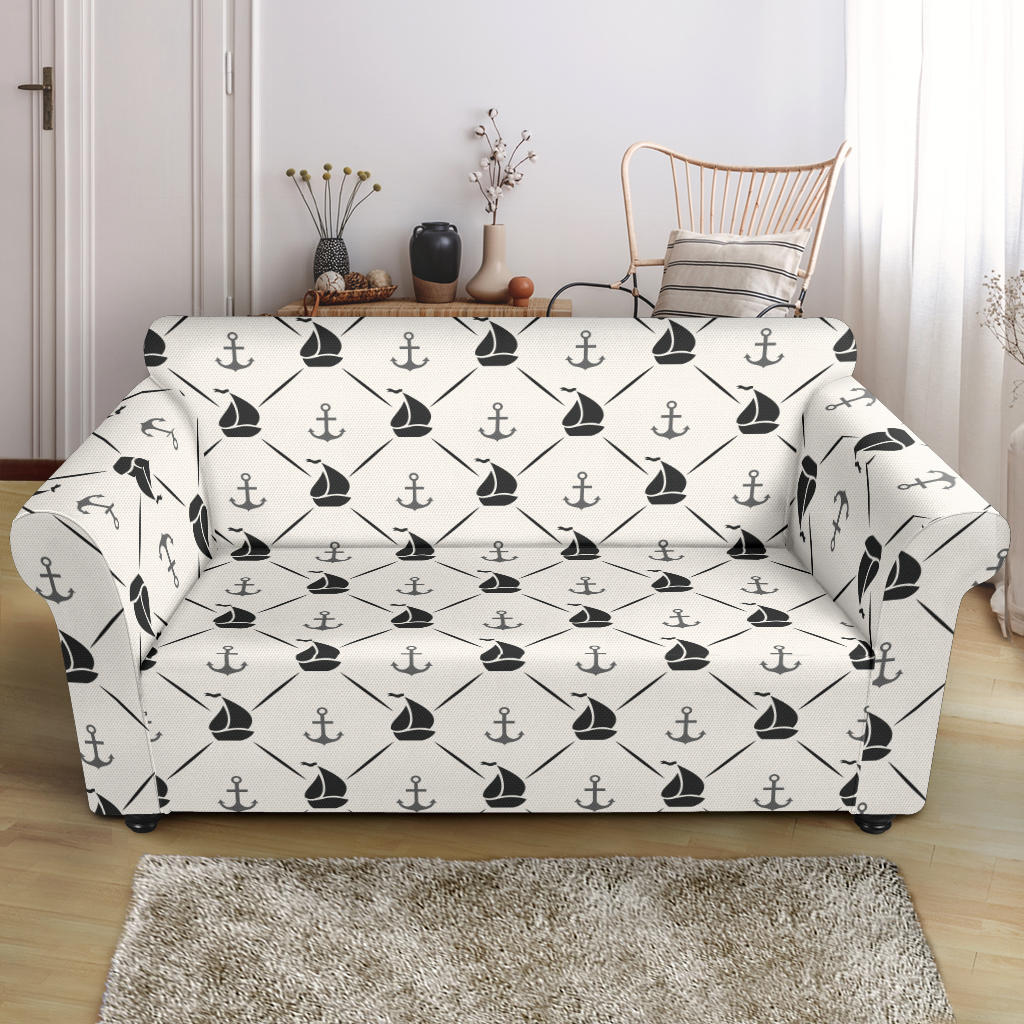 Sailboat Print Design LKS302 Loveseat Couch Slipcover