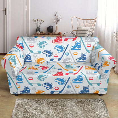 Hockey Equipment Print Design LKS301 Loveseat Couch Slipcover