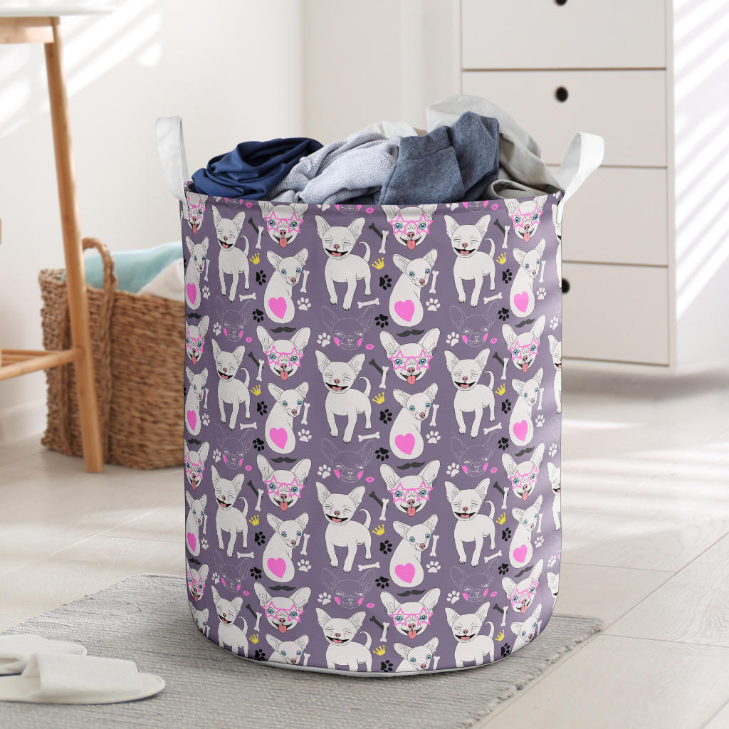 Chihuahua Happy Pattern Laundry Basket