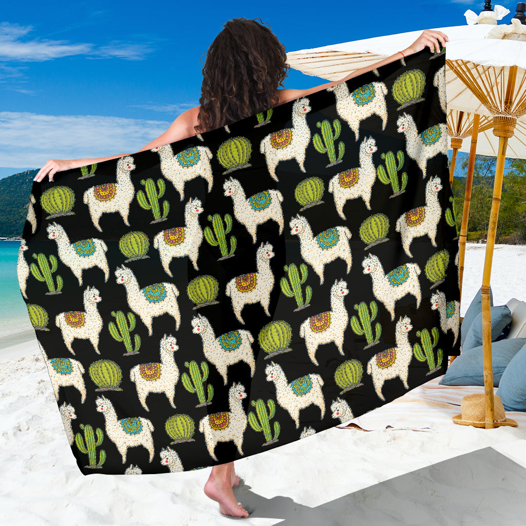 Alpaca Cactus Pattern Print Design 07 Sarong Pareo Wrap