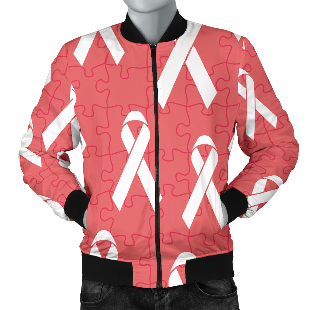 Autism Awareness Ribbon Design Print Men Bomber Jacket