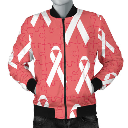 Autism Awareness Ribbon Design Print Men Bomber Jacket