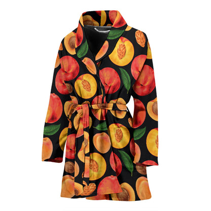 Peach Pattern Print Design A02 Women Bathrobe