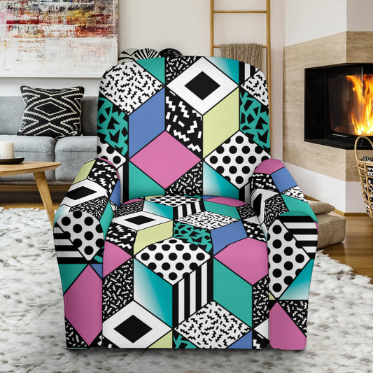 90s Pattern Print Design 3 Recliner Slipcover with Pocket