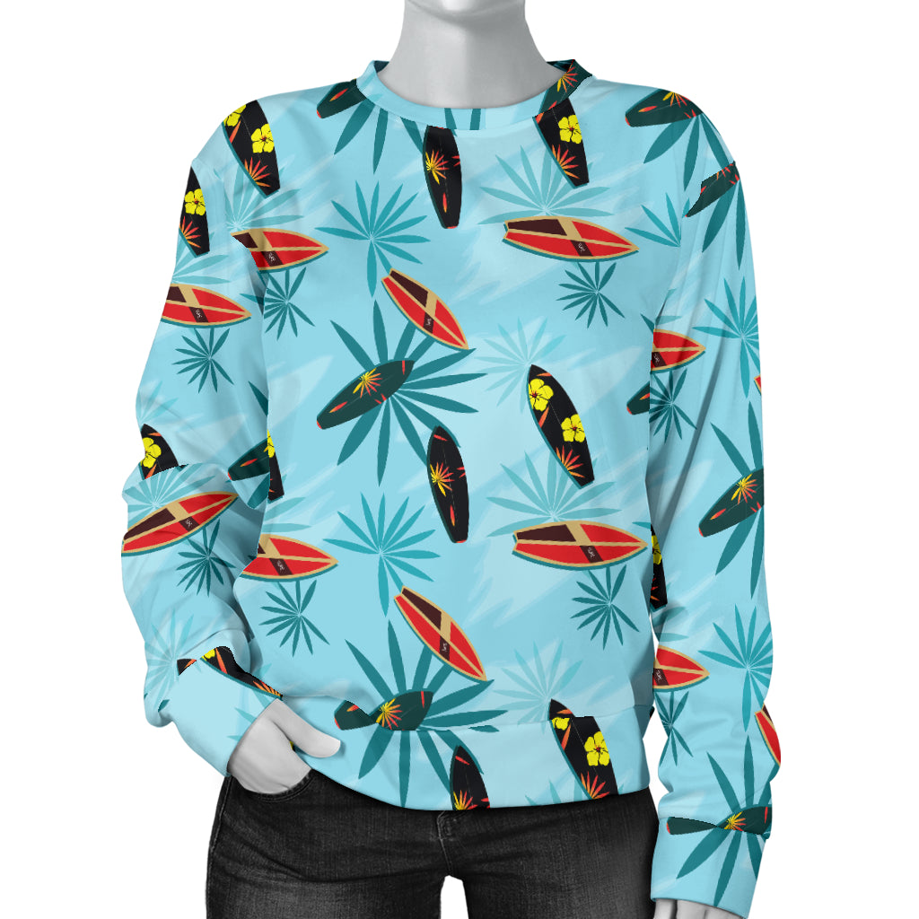 Surfboard Themed Pattern Women Long Sleeve Sweatshirt