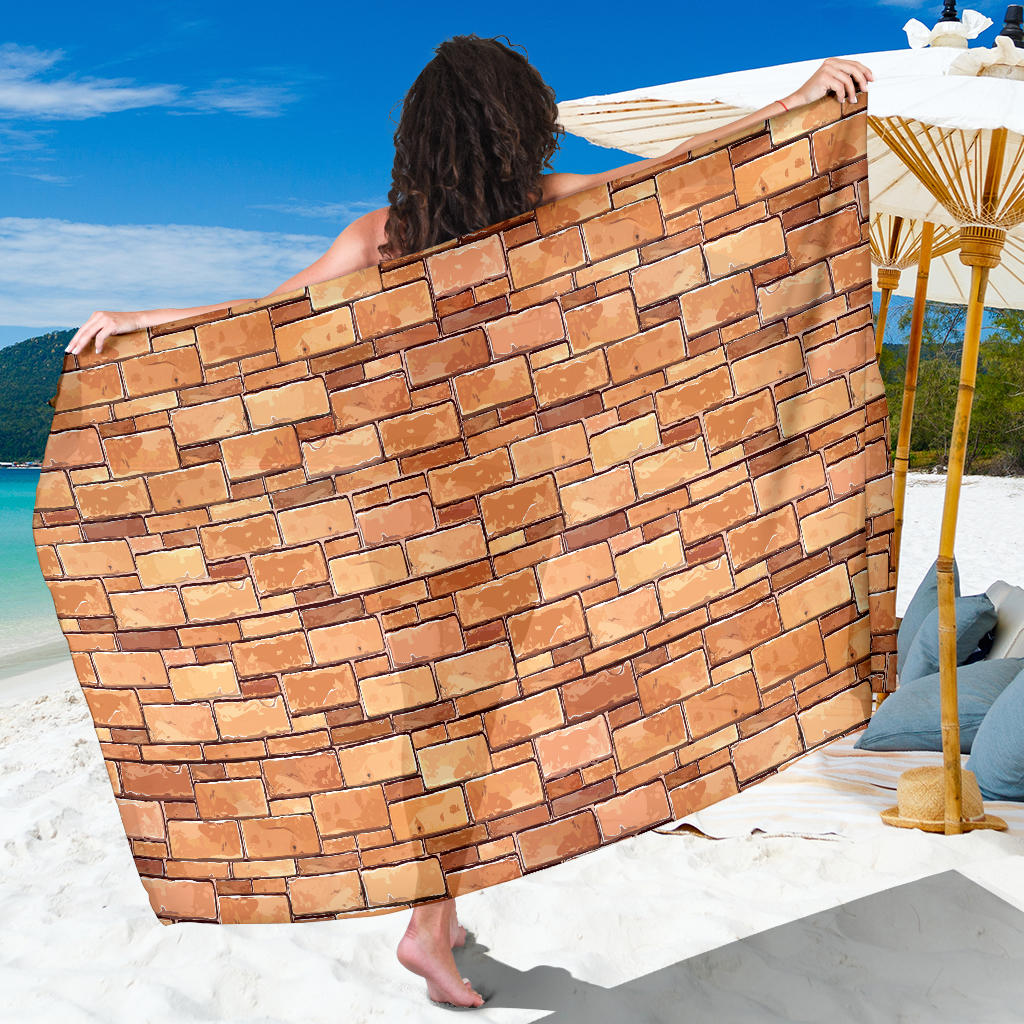 Brick Pattern Print Design 01 Sarong Pareo Wrap