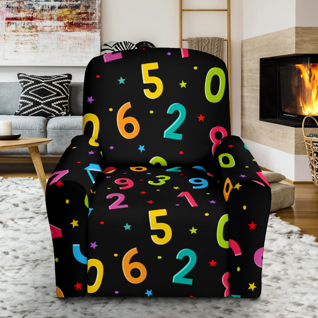 Number Pattern Print Design A04 Recliner Slipcover with Pocket