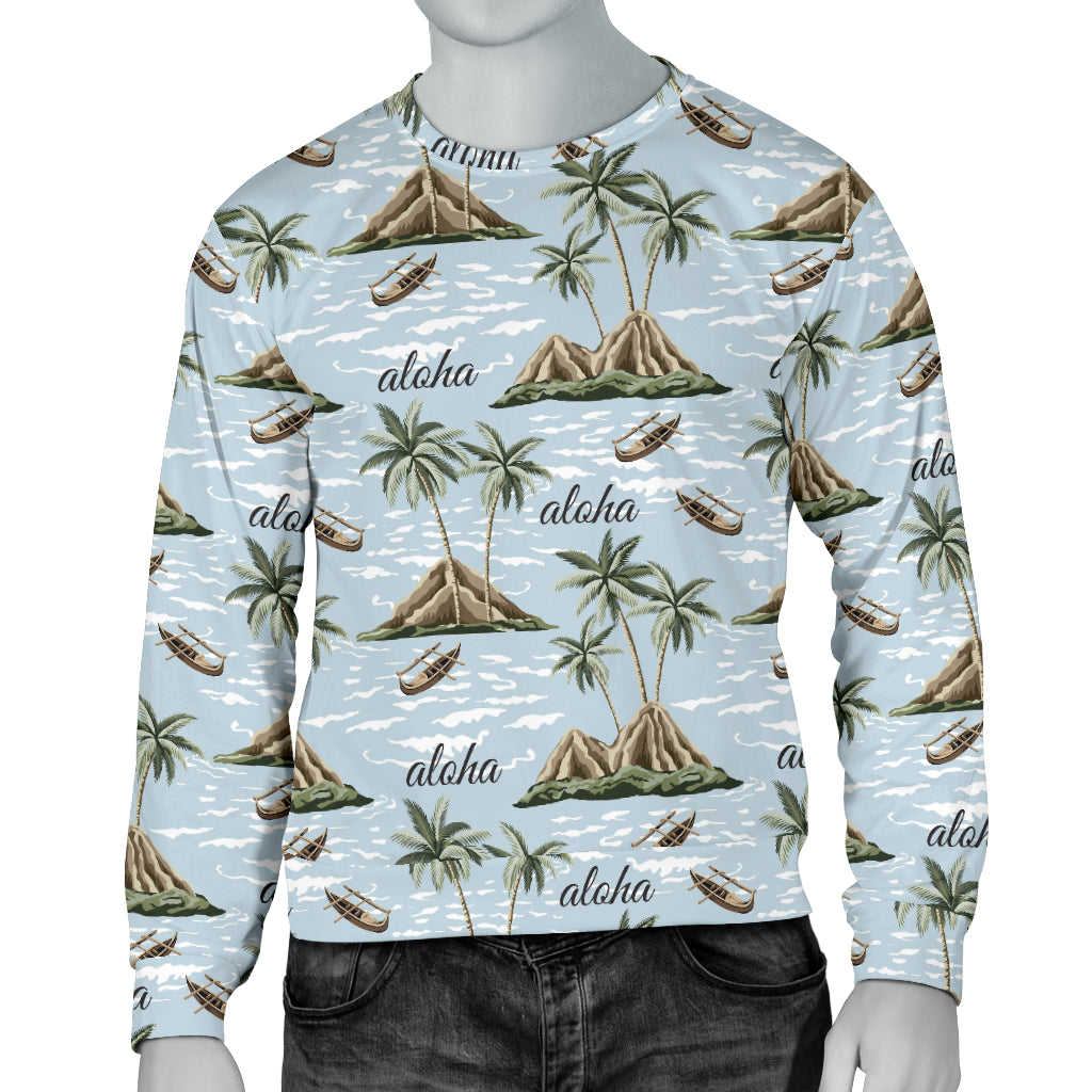 Aloha Hawaii island Design Themed Print Men Long Sleeve Sweatshirt