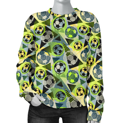 Soccer Ball Themed Print Pattern Women Long Sleeve Sweatshirt