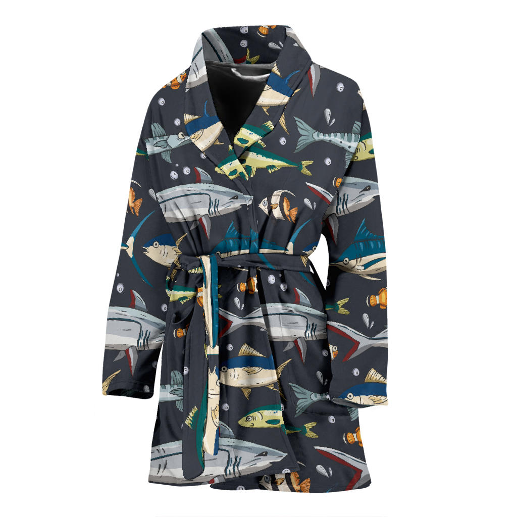 Swordfish Pattern Print Design 04 Women Bathrobe