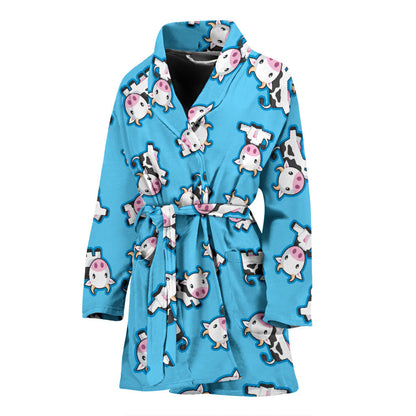 Cow Pattern Print Design 01 Women Bathrobe