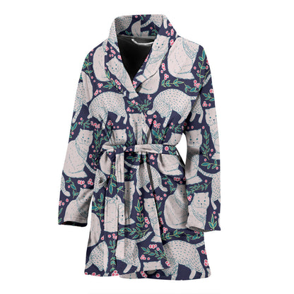 Cat Pattern Print Design 06 Women Bathrobe