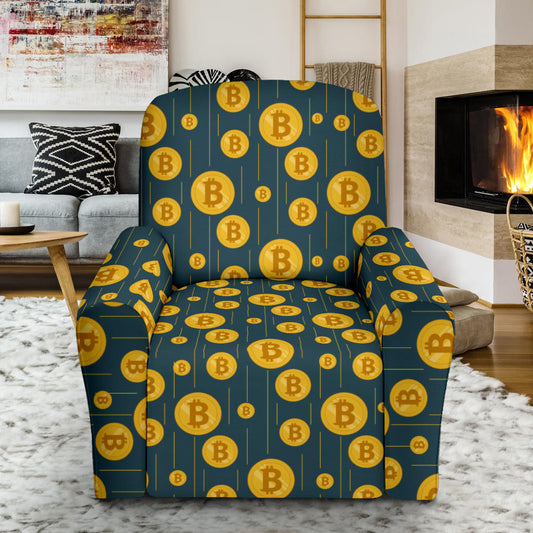 Bitcoin Pattern Print Design 01 Recliner Slipcover with Pocket