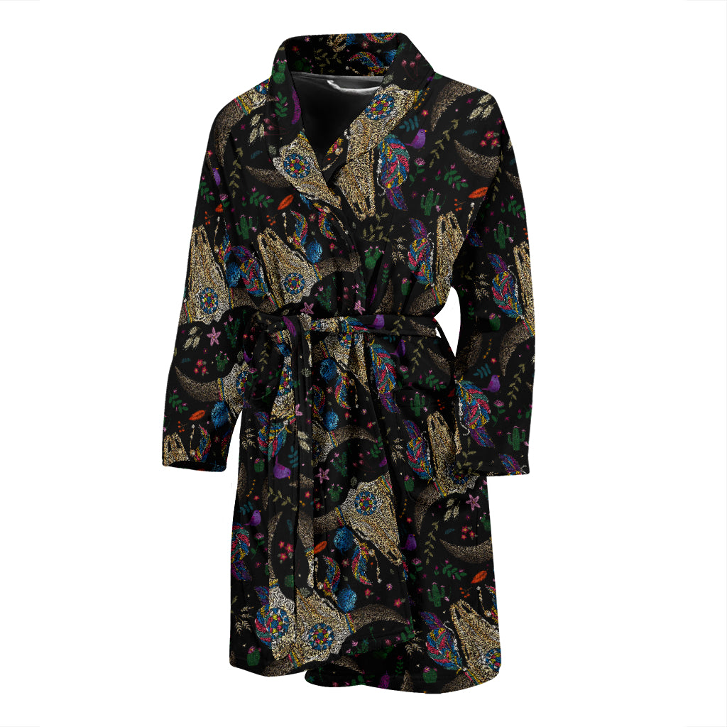 Buffalo Head Print Design LKS401 Men Bathrobe