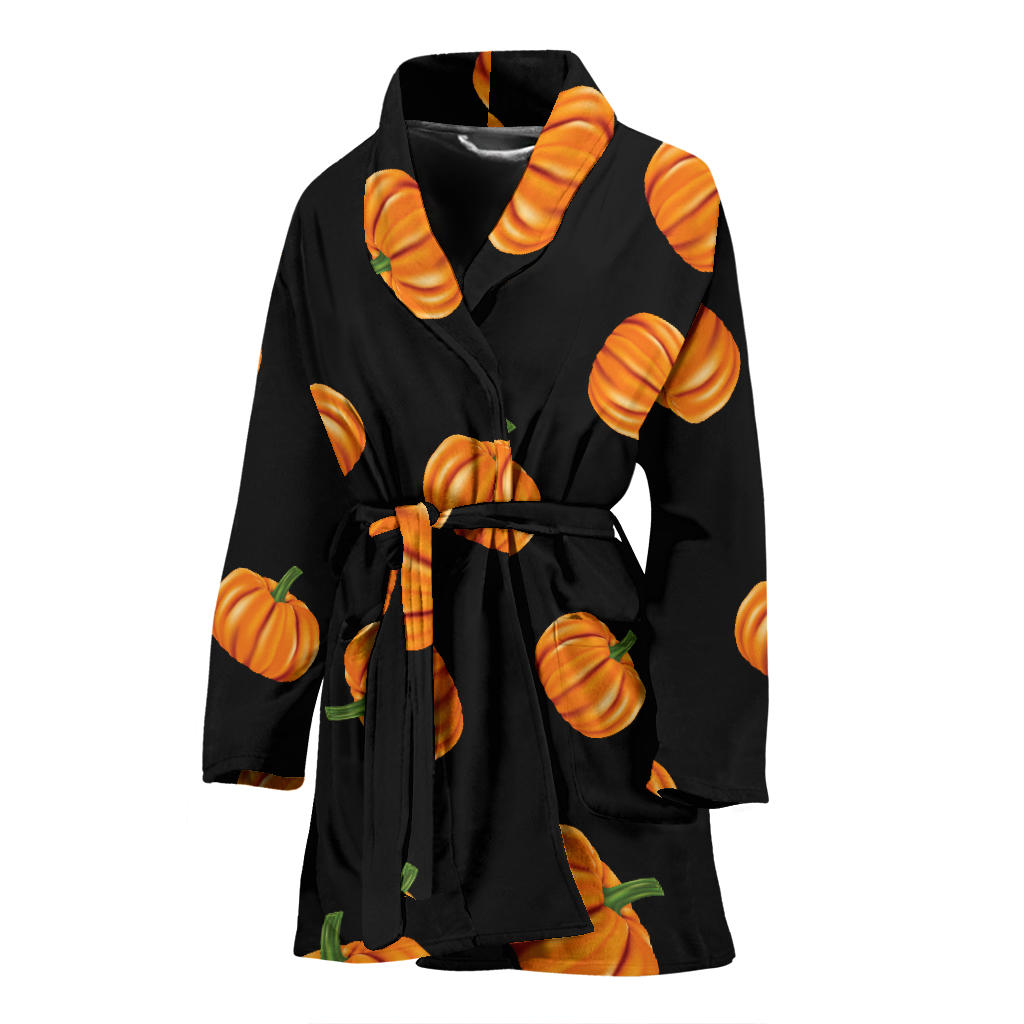 Pumpkin Pattern Print Design A05 Women Bathrobe