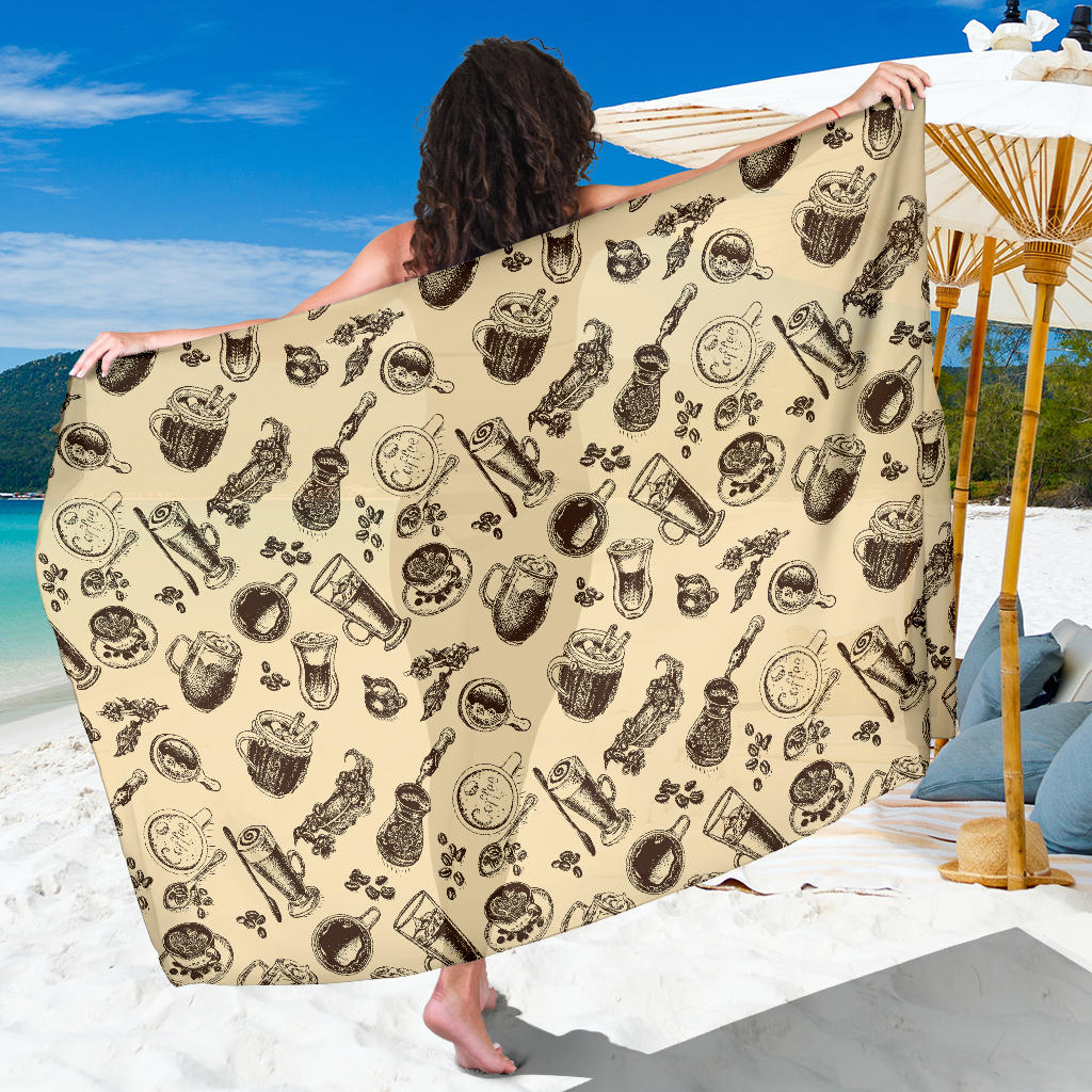 Coffee Pattern Print Design 05 Sarong Pareo Wrap