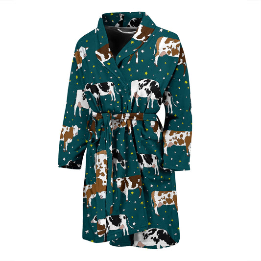 Cattle Print Design LKS404 Men Bathrobe