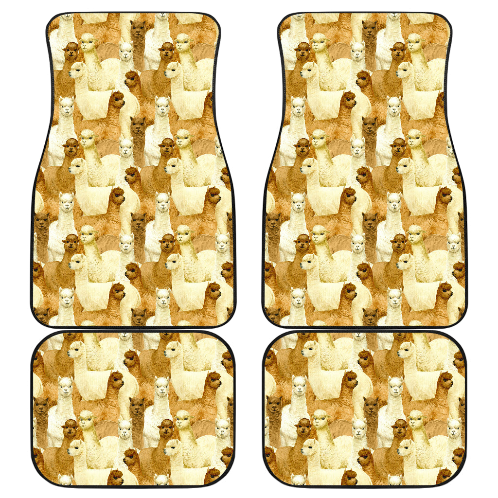 Alpaca Watercolor Design Themed Print Car Floor Mats Front Back