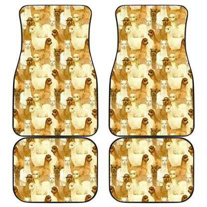 Alpaca Watercolor Design Themed Print Car Floor Mats Front Back