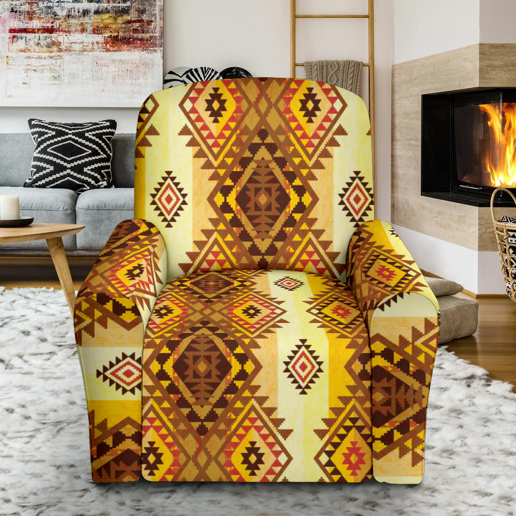 Native Pattern Print Design A09 Recliner Slipcover with Pocket