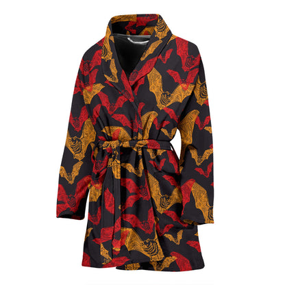 Bat Pattern Print Design 01 Women Bathrobe