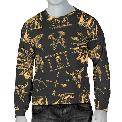 American indian Gold Style Men Long Sleeve Sweatshirt