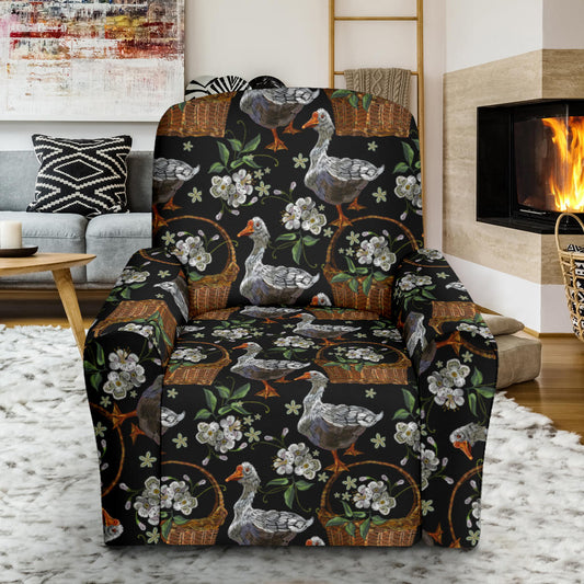 Goose Print Design LKS406 Recliner Slipcover with Pocket
