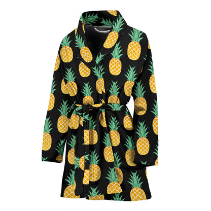 Pineapple Pattern Print Design A03 Women Bathrobe