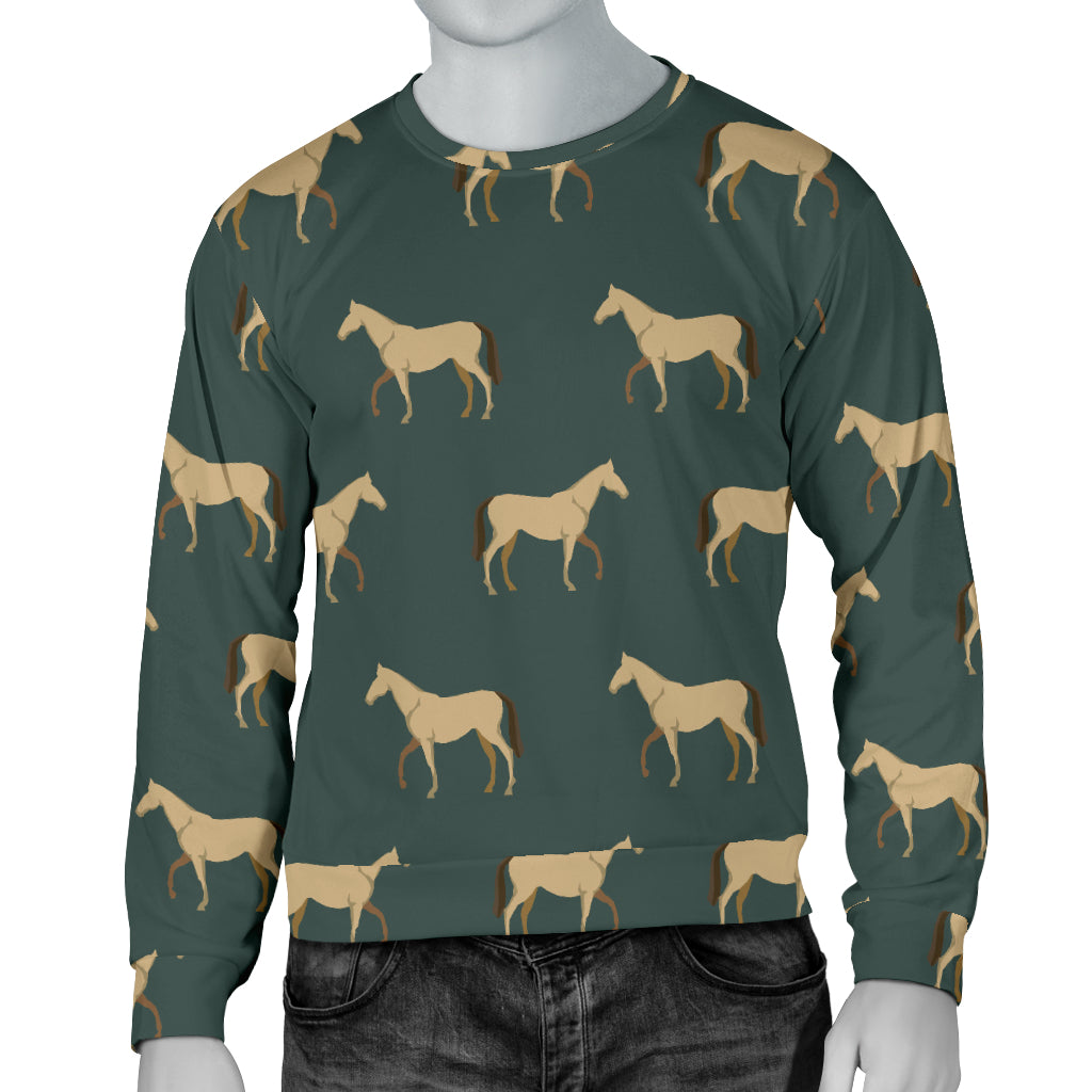 Horse Classic Themed Pattern Print Men Long Sleeve Sweatshirt