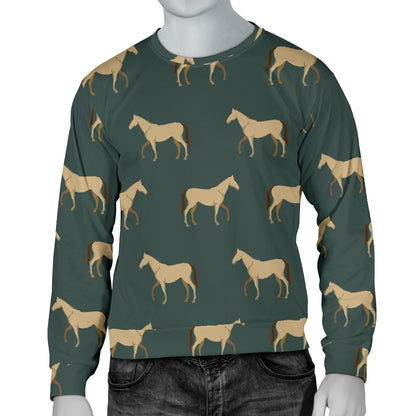 Horse Classic Themed Pattern Print Men Long Sleeve Sweatshirt