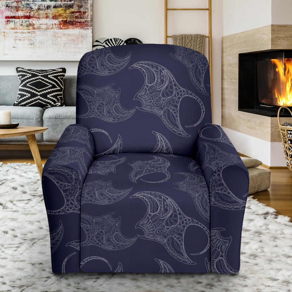 Manta Ray Pattern Print Design 01 Recliner Slipcover with Pocket