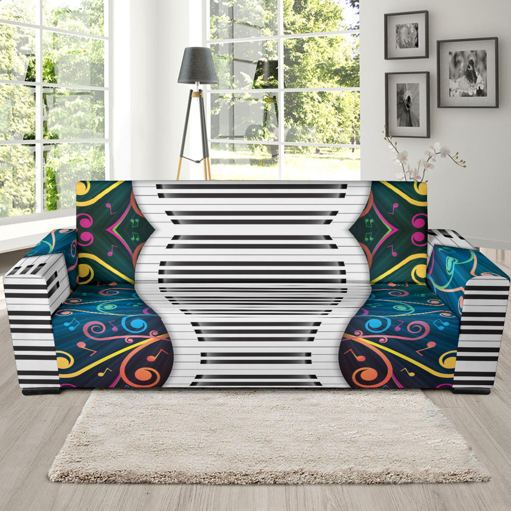 Piano Pattern Print Design 01 Sofa Slipcover