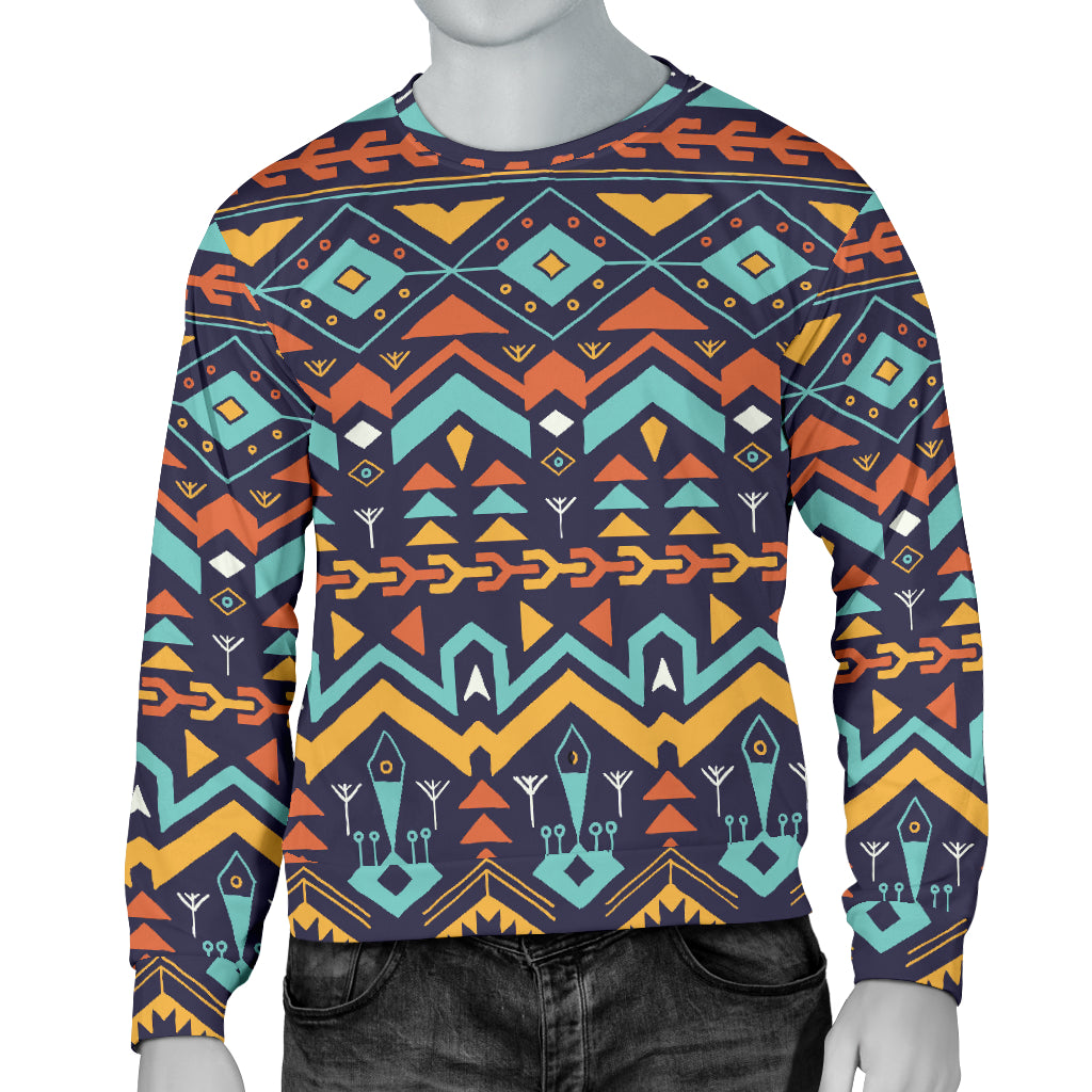 Aztec Style Print Pattern Men Long Sleeve Sweatshirt
