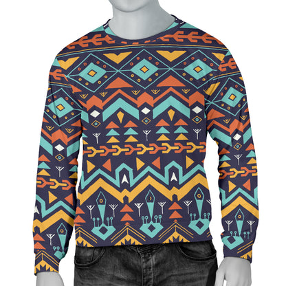 Aztec Style Print Pattern Men Long Sleeve Sweatshirt