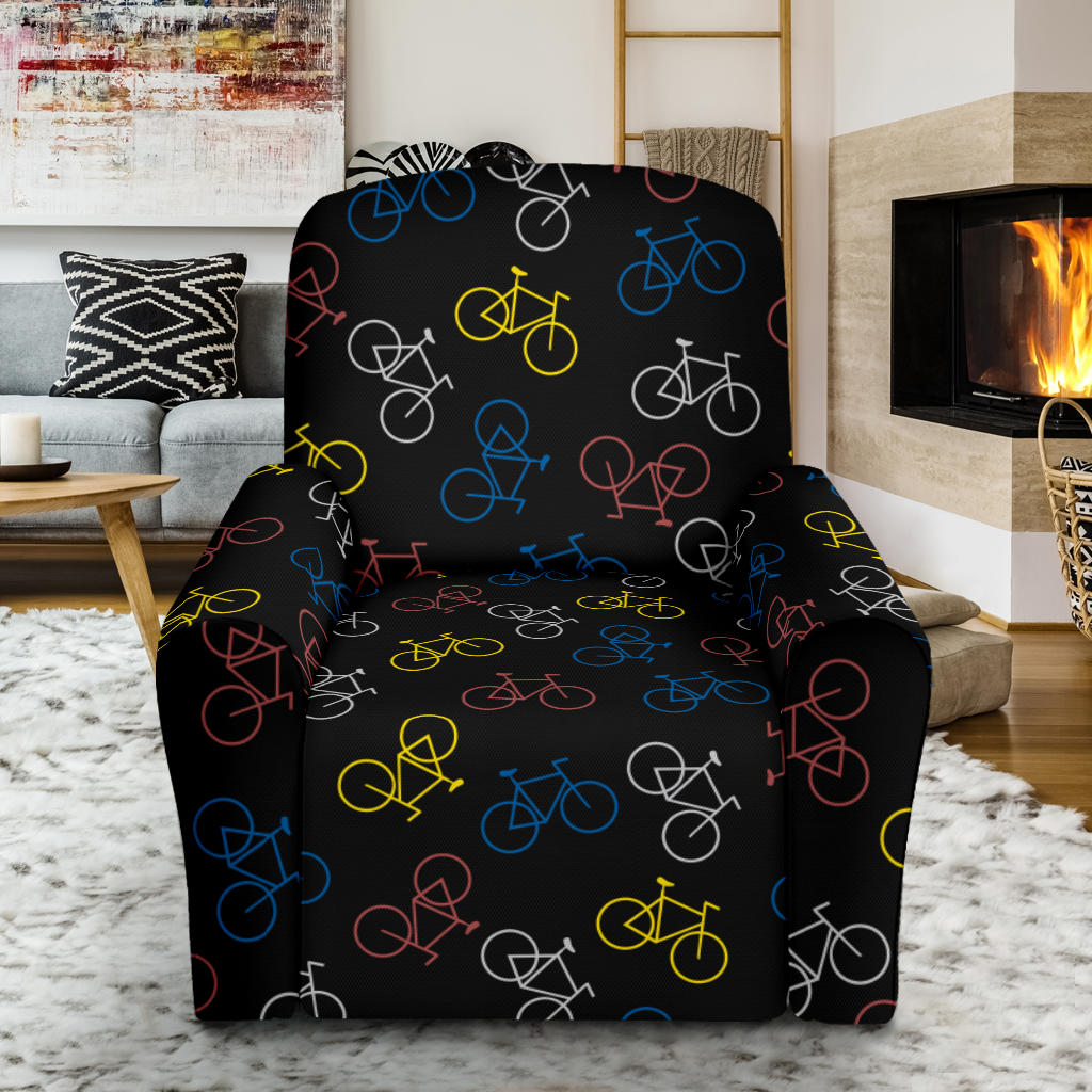 Bicycle Pattern Print Design 03 Recliner Slipcover with Pocket