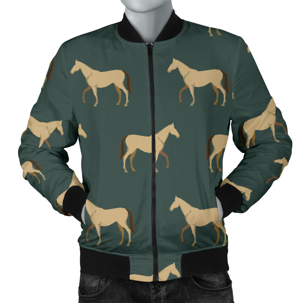 Horse Classic Themed Pattern Print Men Bomber Jacket